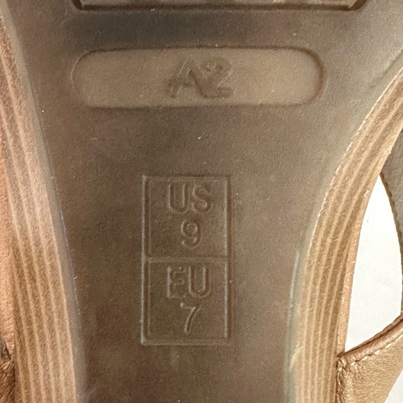 Aerosoles A2 Heelrest Tan Wedge Open Toe Sandals size 9M with Side Buckles - Picture 4 of 7
